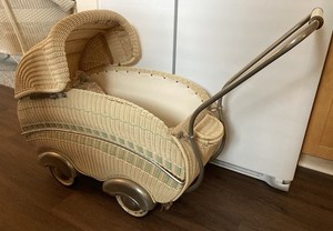 Germany  Wicker Doll Buggy 1930’s. Very Nice Condition, used to display dolls.