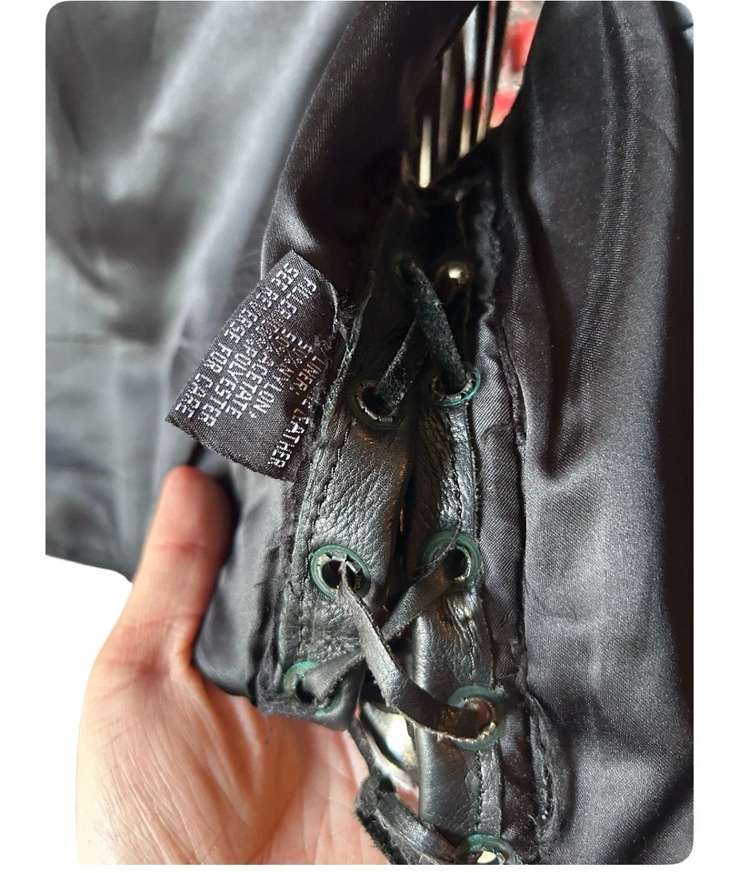 Chaleco Unik Ultra Grueso Negro Flecos Cuero Mujer’s Grande Motociclista Motocicleta LEER Foto 3 de 4