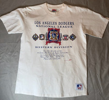 1991 LA Dodger NL Western Division Embroided patch TShirt Nutmeg Mills Men Sz XL