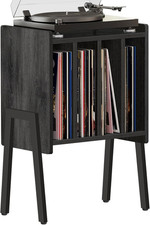 End Table with Vinyl Holder Display Shelf, Record Player Stand, Record Storage T