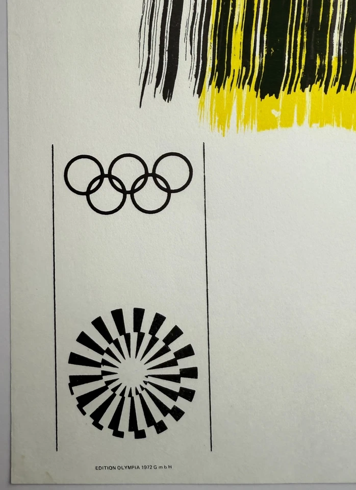 Póster alemán vintage de los Juegos Olímpicos de Munich 1972 original de Hans Hartung sin usar Foto 2 de 4