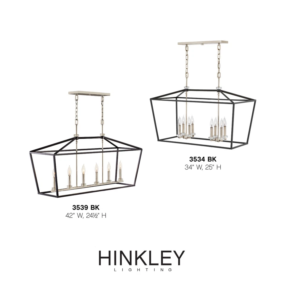 Araña de cristal Hinkley Lighting 3534 negra 8 luces 34" W Foto 3 de 4