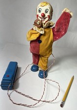 Vintage 1950's Tin Toy Battery Powered Operating Clown Toy - Made In Japan