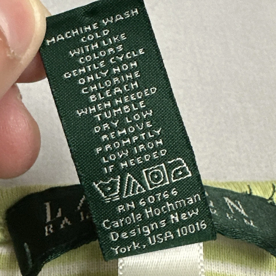 Lauren Ralph Lauren Sleepwear Womens Large L Green White Stripe Gown Sleep Shirt - Image 4 of 4