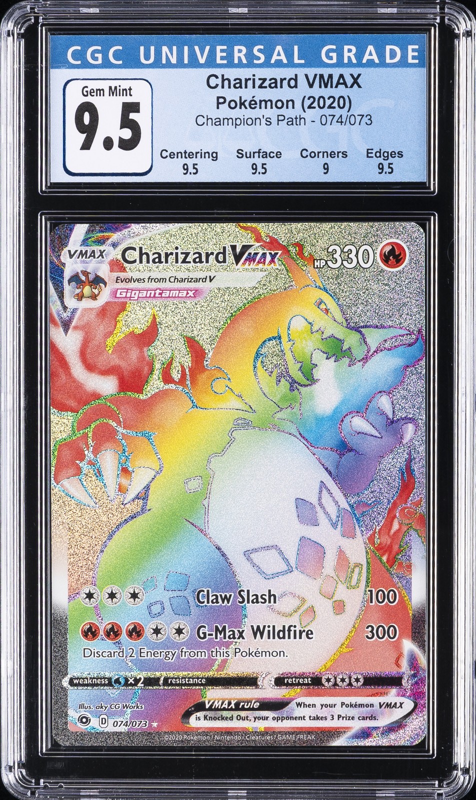 2020 POKEMON CHAMPION'S PATCH #074/073 CHARIZARD VMAX CGC 9.5