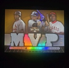 Topps 2007 Triple Threads Gold Triple Relic Combo Pujols Ichiro guerrero5/9