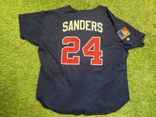 1994 AUTHENTIC RUSSELL DEION SANDERS ATLANTA BRAVES ALTERNATE BASEBALL JERSEY 52