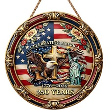 USA 250th Anniversary Decoration Wooden Eagle Door Sign 1776-2026 Freedom Wre...