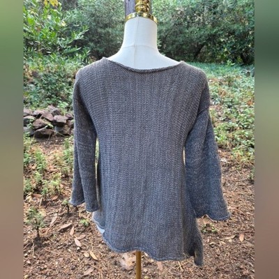 Skif Skifo Gray Knit 3/4 Sleeve Button-Up Women
