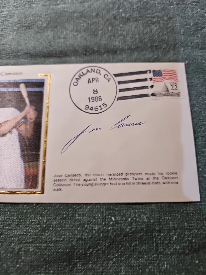 USPS FDC SIGNED BY JOSE CANSECO 1986 - Image 2 of 4