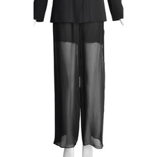 Chanel 02P NWT Black Sheer Mesh Wide-Leg Pants – Size 44