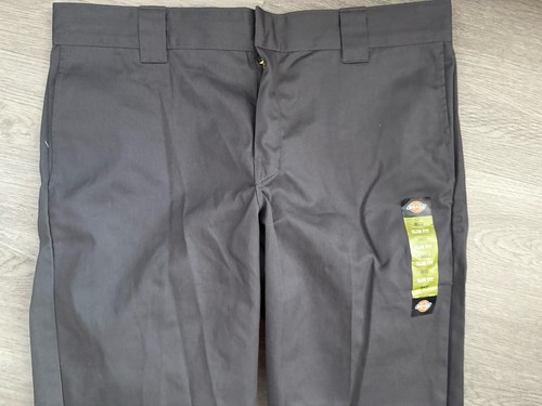 Pantalones de trabajo Dickies 873 ajustados grises rectos W36 L32 nuevos con etiquetas - Imagen 2 de 8
