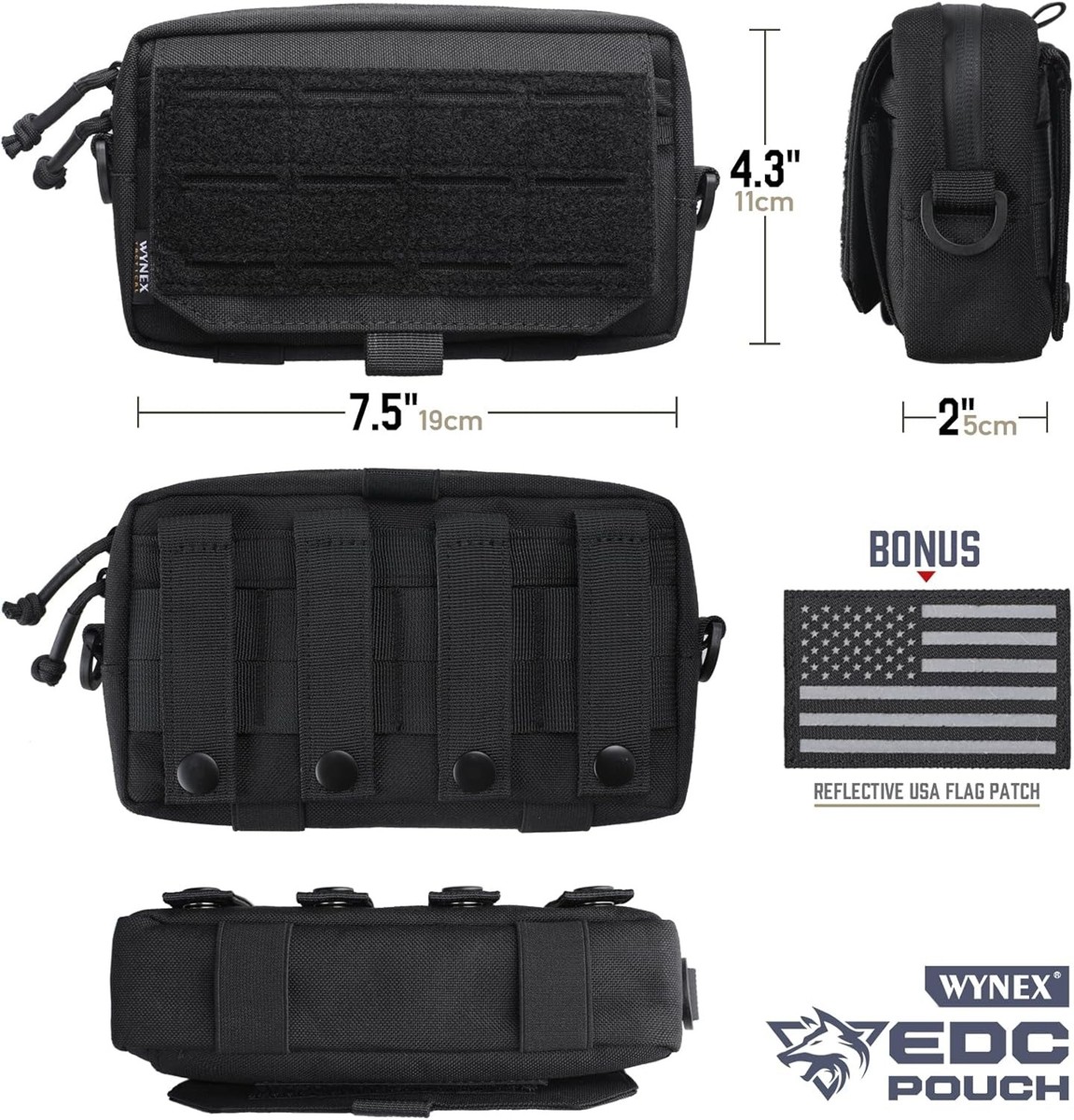 WYNEX Tactical Molle Admin Pouch,Tactical EDC Bag Utility Laser