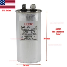  50uF MFD 370V 440V VAC Oil Filled Motor Run Capacitor 40/10/21 CBB65 50x100mm 