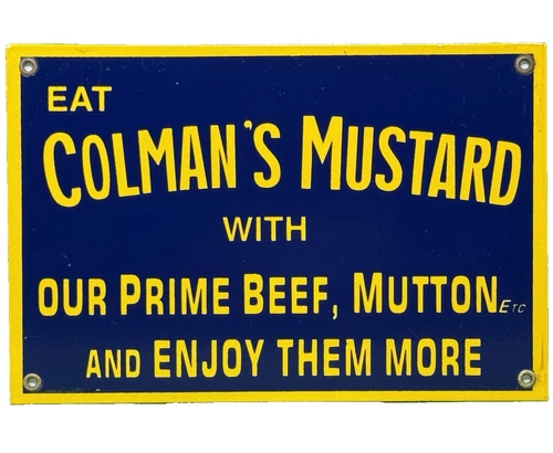 VINTAGE COLMAN'S MUSTARD PORCELAIN SIGN OIL GAS STATION RESTAURANT DINER KETCHUP