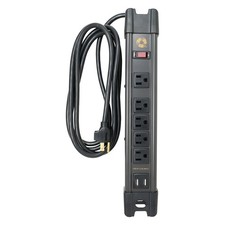 All-Metal Heavy-Duty Magnetic Power Strip w 2.4USB, 5 Outlets  8' Cord