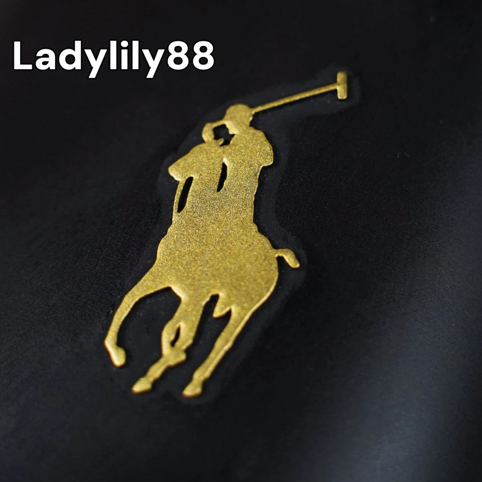 NUEVO CON ETIQUETAS Polo Ralph Lauren Sandalia Deslizable Para Hombre Firma Dorado Poni Negro Foto 4 de 4