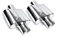 Stainless Steel Pair Of Performance Universal Single Chamber Mufflers 3 Idod
