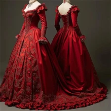 Historical Victorian Red Romantic Princess Evening Baroque Rococo Dress  Vampire