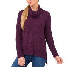 Melissa Paige Sweater Tunic Womens M Red Wine Cowl Neck Fitted Stretch