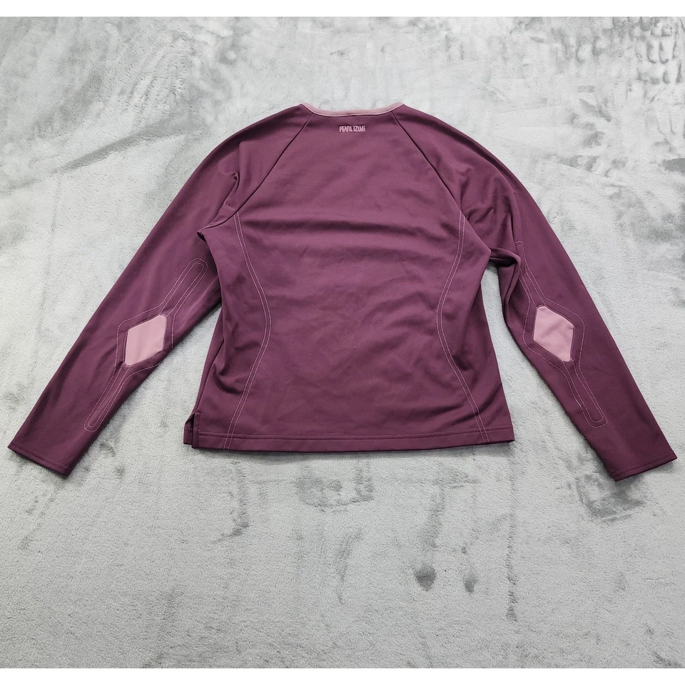 PEARL iZUMi Top Feminino M Roxo Rosa Faceta Manga Longa Gola Redonda Passeio de Bicicleta - Imagem 3 de 4