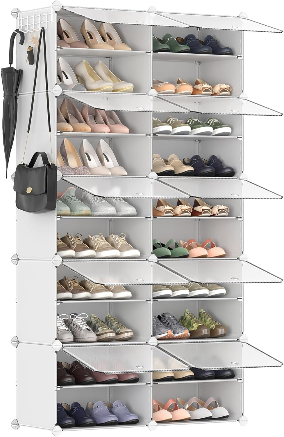 Étagère à chaussures 10 compartiments modulable noire en plastique résistant - 2