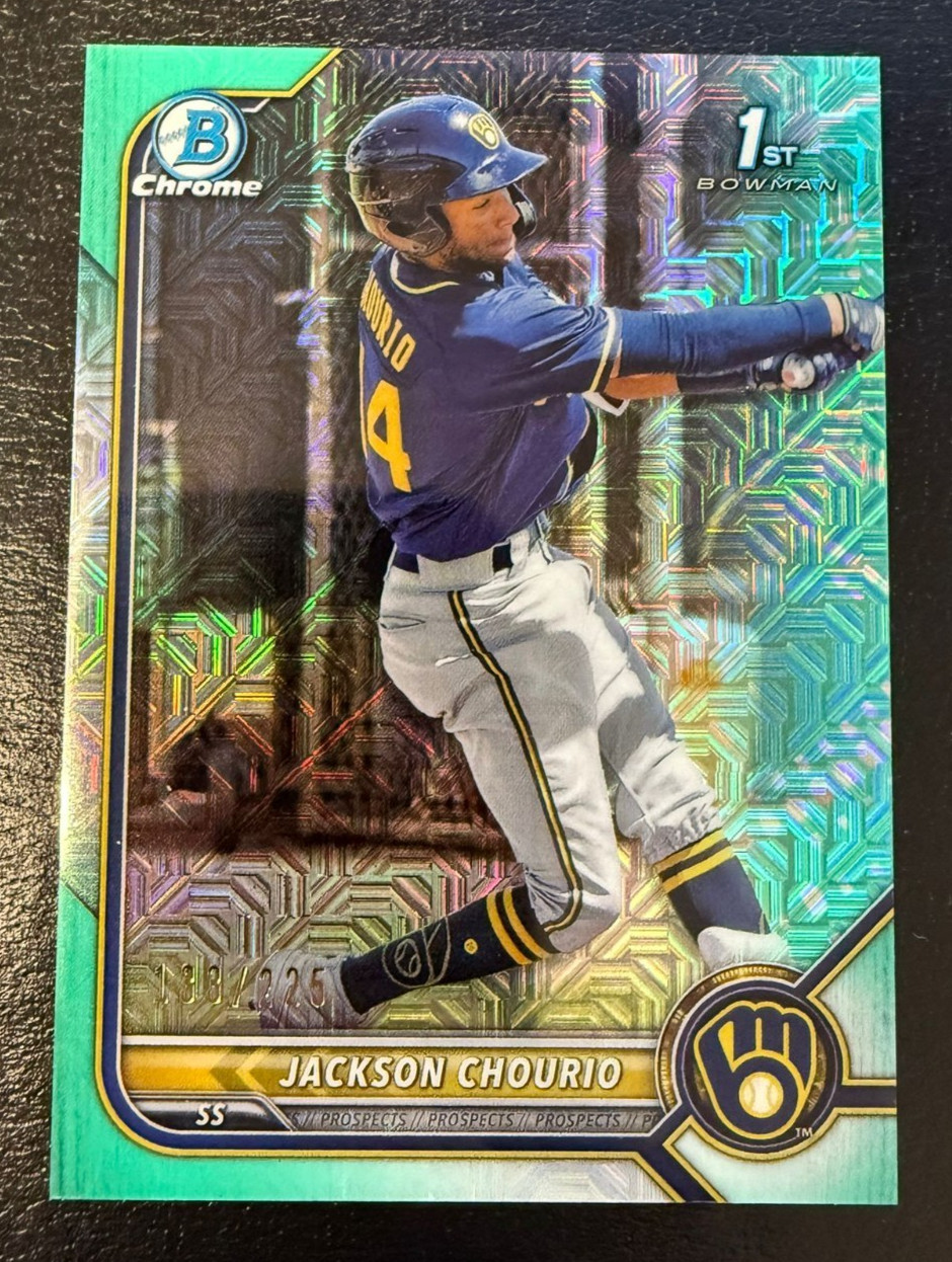 2022 Bowman - Chrome Prospects Jackson Chourio #BCP-79 Aqua Mojo Refractor /225