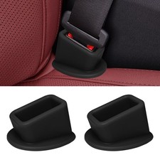 2PCS Seat Belt Buckle Holder, Silicone Car Rear Seatbelt Buckle Booster BLACK
