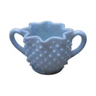 vintage Fenton hobnail milk glass open sugar bowl