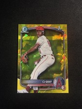 2025 Bowman Draft Sapphire CJ Gray Chrome Yellow Refractor 1st #/75 Angels
