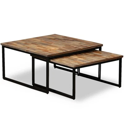 Ensemble de Table Basse Gigogne de Salon 2 pcs Bois d'acacia Massif vidaXL - Photo 1/3