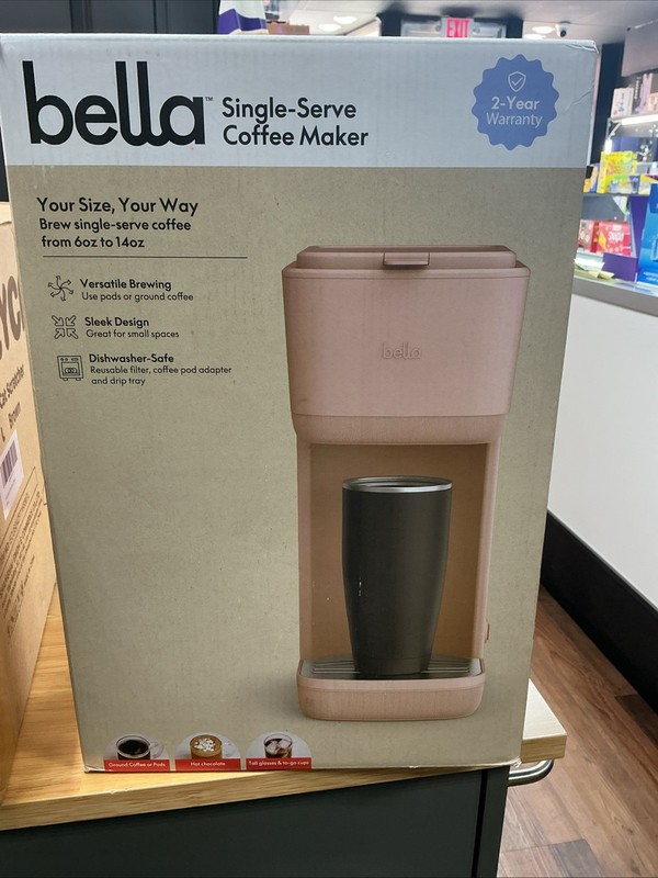 Bella Single Serve Coffee Maker Dual Brew K-Cup/Grounds - Blossom - New