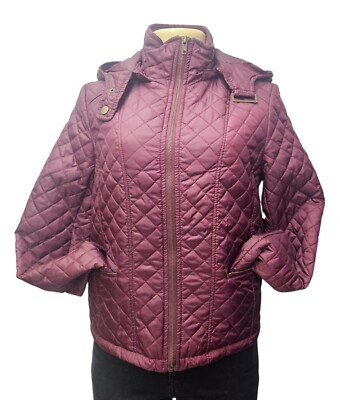 Plum Lightweight Jacket Furry Warm Inside Cool Weather Fall Removable Hat Cute