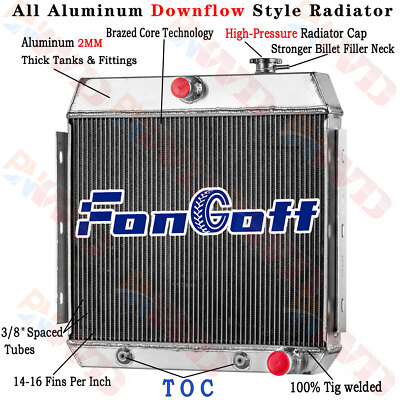 4 Row Radiator For 1955 56 1957 Chevy Bel Air/Nomad/Del Ray/150 210 Base 3.8L L6