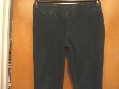 Soft Surroundings Dark Blue Pull On Stretch Elastic Waist Crop Jeans MP Skinny - Picture 5 of 12