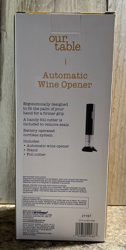 🌺NEW🌺Open Box / Our Table™ Automatic Wine Opener & Foil Cutter / Cordless - Picture 2 of 4