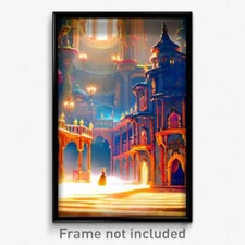 Pixel Art Poster - Enchanting Palace (8 Bit Psychedelic Trippy Video Game Print)