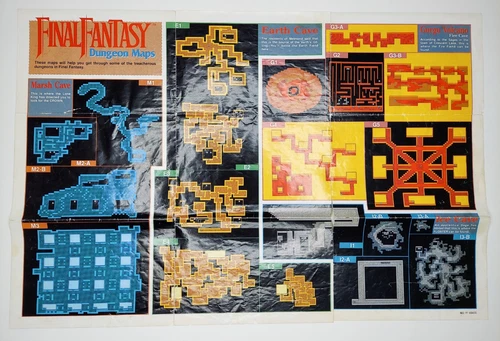 Final Fantasy 1990 Nintendo NES Dungeon Maps / Item Chart NES-FF-USA(A)