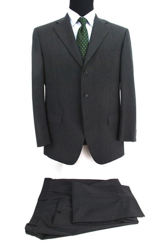 Tombolini Italy 3Btn Gray Herringbone Wool Suit Dual Vent Flat Front Men’s 44R