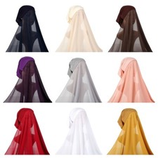 Women Chiffon Solid Scarf Wrap Mask Hat Long Shawl Stole Neck Headscarf Thin Cap