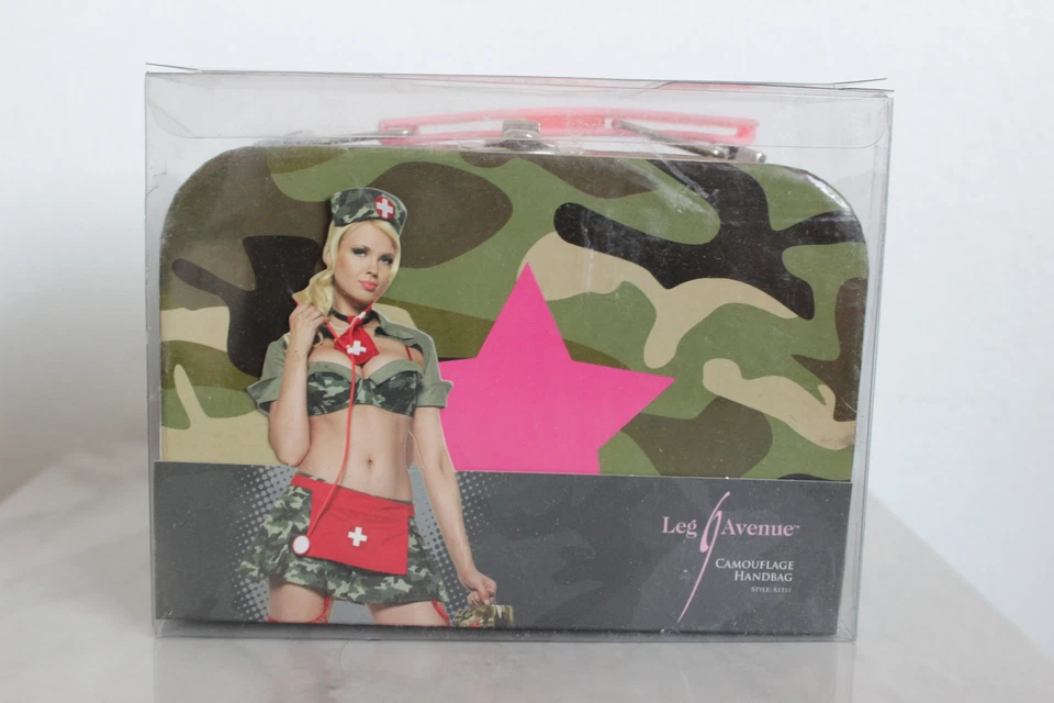 NUEVO CON ETIQUETAS Leg Avenue Camuflaje Ejército Militar Bolso Cartera Cartón Cierre de Metal c5 Foto 2 de 4