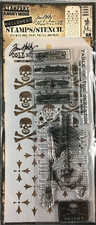 Tim Holtz Stampers Anonymous Halloween Examination Stamp  Stencil Set Skeleton