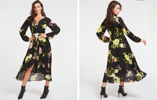 New Guess, deep v-neck asymmetric floral dress Size XS  RRP €140