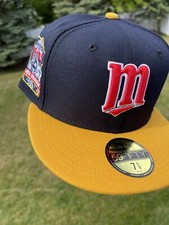 NEW ERA 59FIFTY MINNESOTA TWINS FITTED HAT SIZE 7 5/8 RED UV 40th SIDE PATCH
