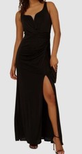 Adrianna Papell Women's Black Plunge-Neck Mermaid Dress Size 6