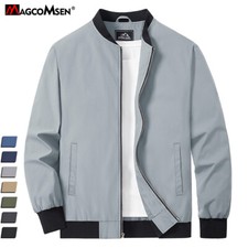 Men's Lightweight Jacket Full Zip Up Windbreaker Casual Work Coats Bomber Jacket