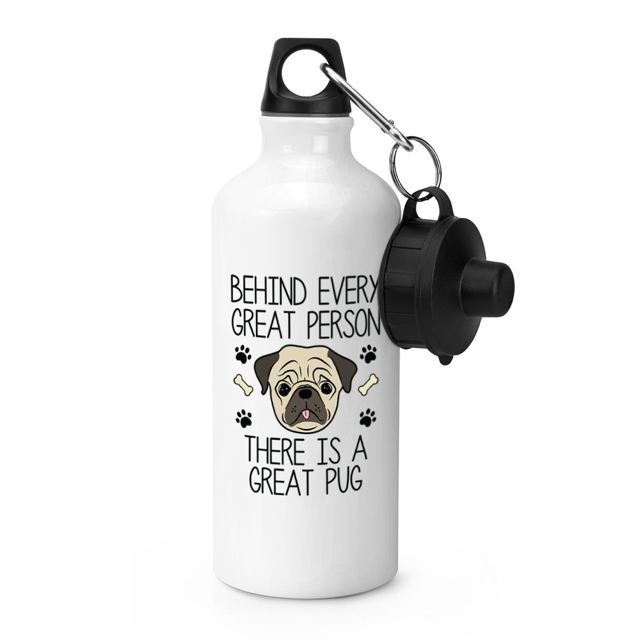 Behind Every Great Person There Is A Great Pug Sports Water Bottle Animal Funny