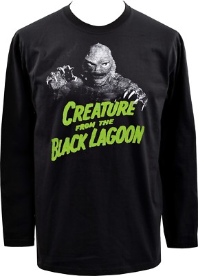 HERREN LANGARM TOP KREATUR AUS DER SCHWARZEN LAGUNE GRÜN B-MOVIE VINTAGE S-5XL