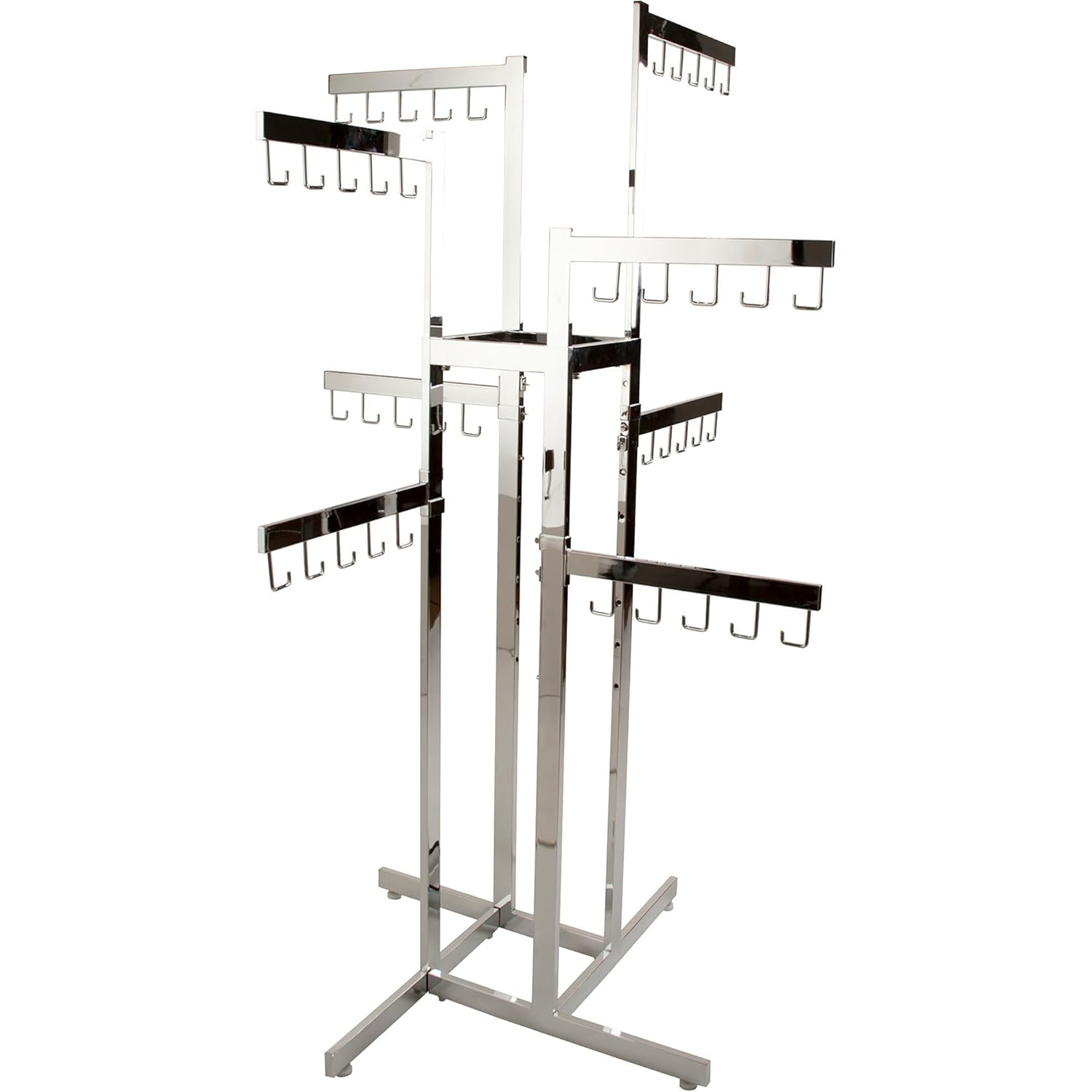 Heavy Duty Chrome 4-Way Handbag Rack with 8 Adjustable Arms in Square Design-image