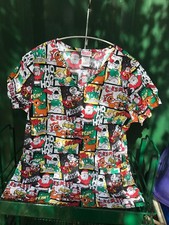 Women's Rudolph The Red Nosed Reindeer Scrub Top Size M